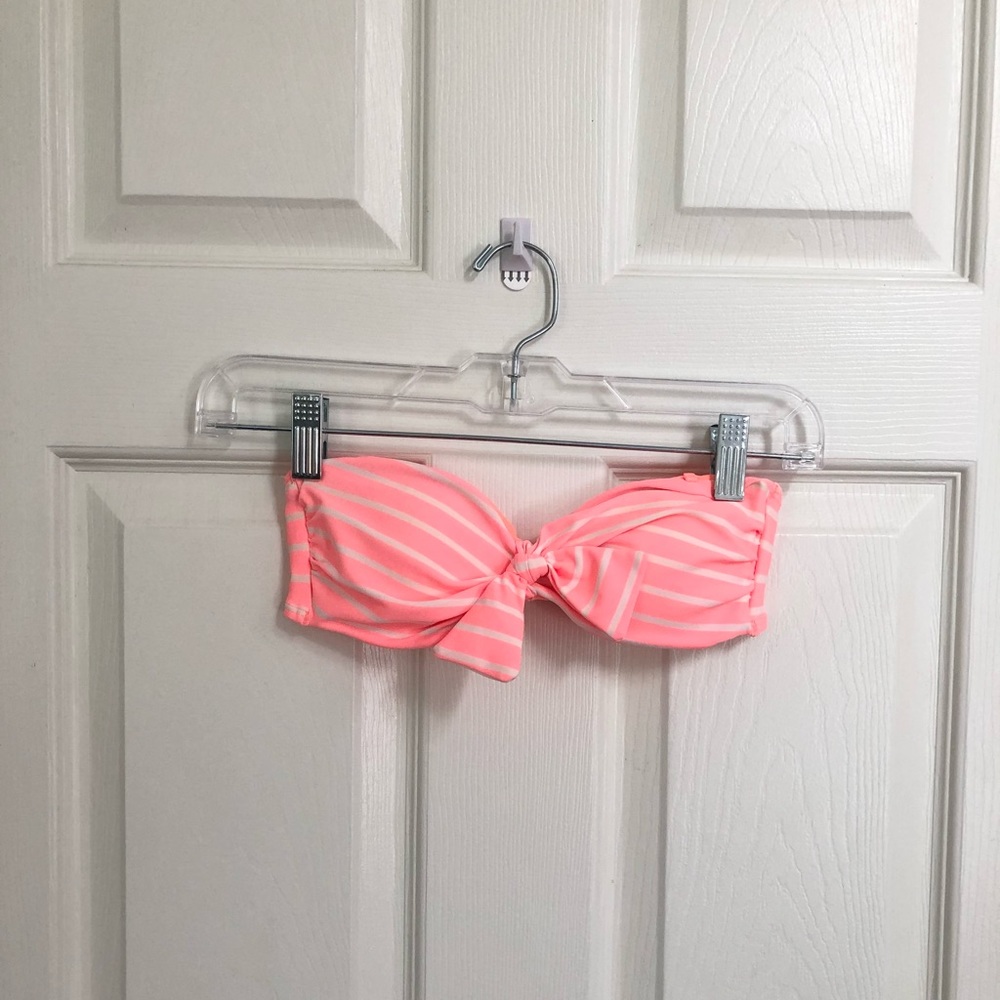 Aerie XS Coral/White Striped Strapless Bikini Top - Picture 1 of 5